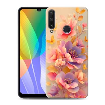 Силиконовый чехол на Huawei Y6p с принтом Цветы и бабочки