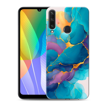 Силиконовый чехол на Huawei Y6p с принтом Мрамор блестки
