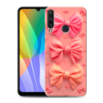 Силиконовый чехол на Huawei Y6p с принтом Розовые бантики