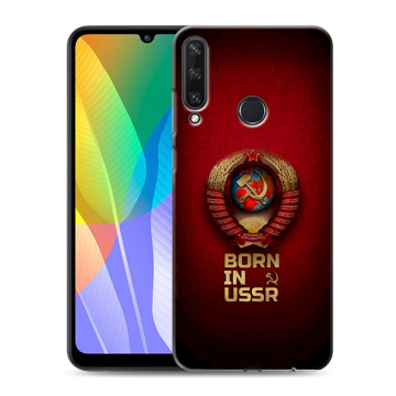 Силиконовый чехол на Huawei Y6p с принтом Флаг Герб СССР