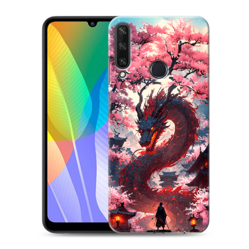Силиконовый чехол на Huawei Y6p с принтом Дракон Японский