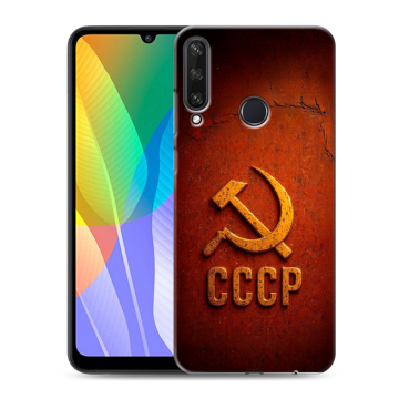 Силиконовый чехол на Huawei Y6p с принтом Флаг Герб СССР