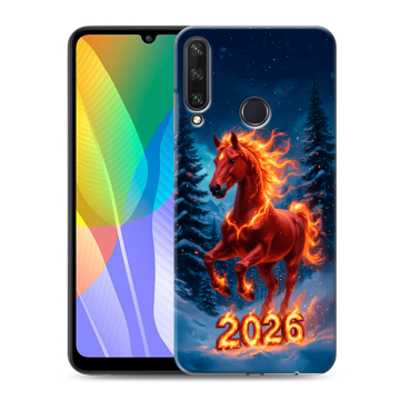 Силиконовый чехол на Huawei Y6p с принтом Новый год коня Силиконовый чехол на Huawei Y6p с принтом Новый год коня