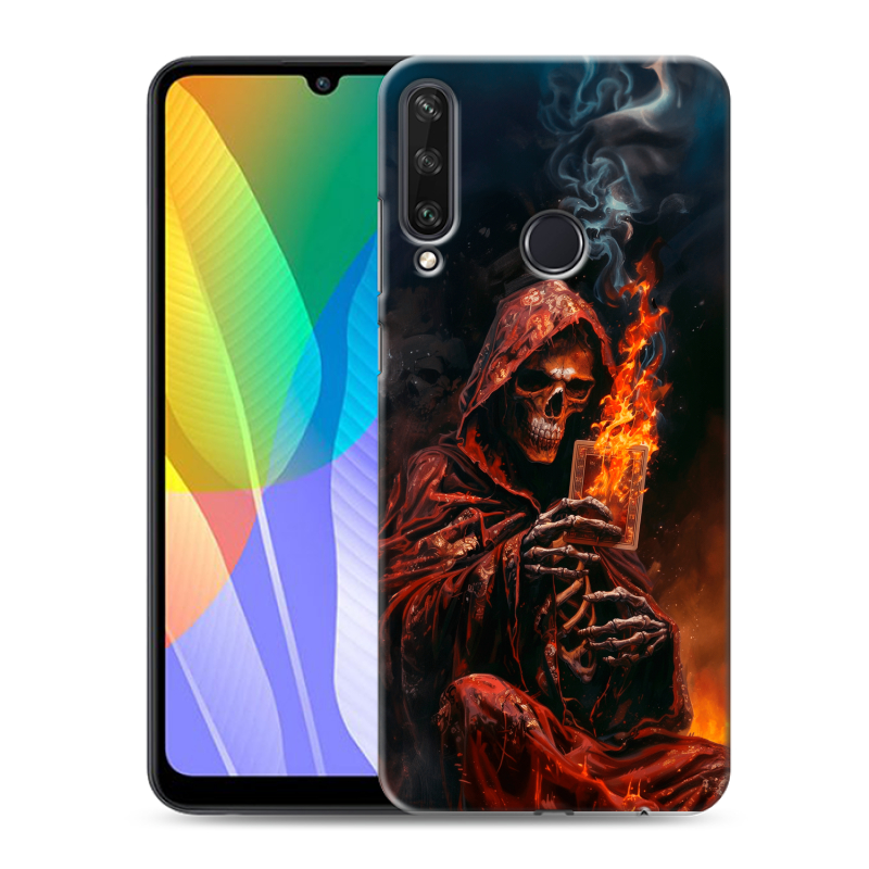 Силиконовый чехол на Huawei Y6p с принтом Скелет и карты Силиконовый чехол на Huawei Y6p с принтом Скелет и карты
