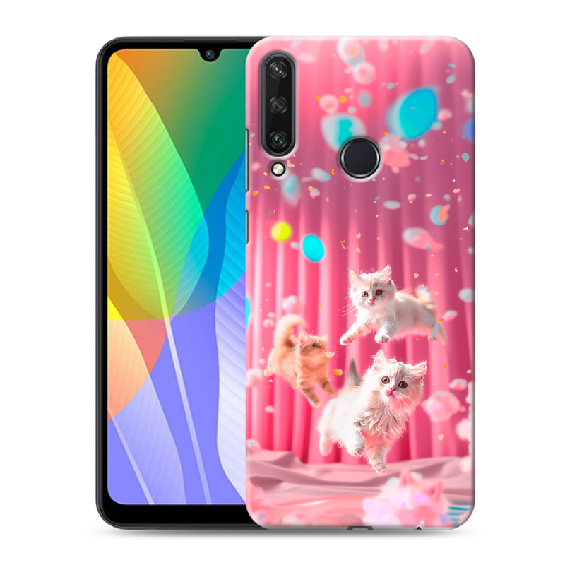 Силиконовый чехол на Huawei Y6p с принтом милые котики Силиконовый чехол на Huawei Y6p с принтом милые котики