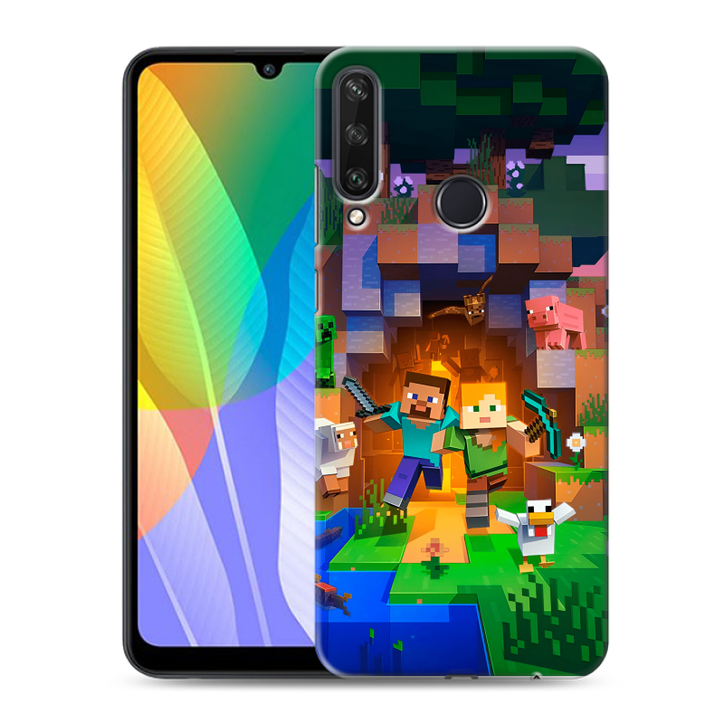 Пластиковый чехол на Huawei Y6p с принтом Майнкрафт Minecraft Пластиковый чехол на Huawei Y6p с принтом Майнкрафт Minecraft