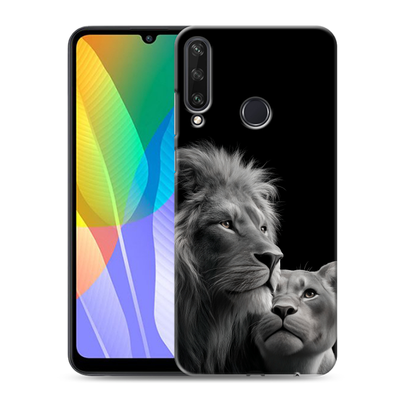 Пластиковый чехол на Huawei Y6p с принтом Лев кошки Пластиковый чехол на Huawei Y6p с принтом Лев кошки