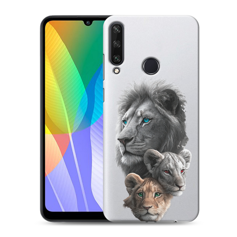 Силиконовый чехол на Huawei Y6p с принтом Львы Силиконовый чехол на Huawei Y6p с принтом Львы