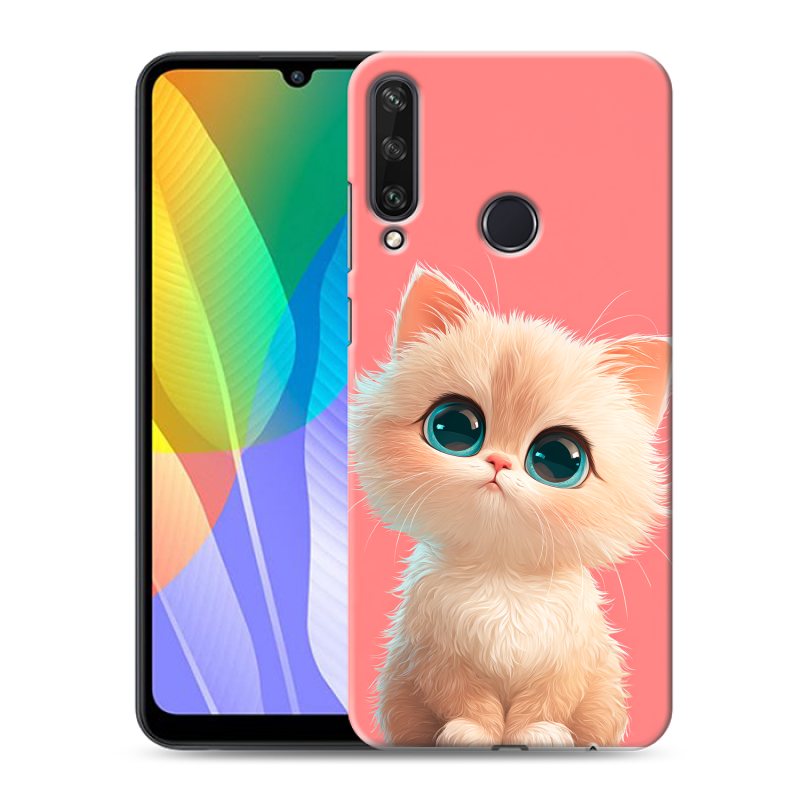 Силиконовый чехол на Huawei Y6p с принтом Розовый котенок Силиконовый чехол на Huawei Y6p с принтом Розовый котенок