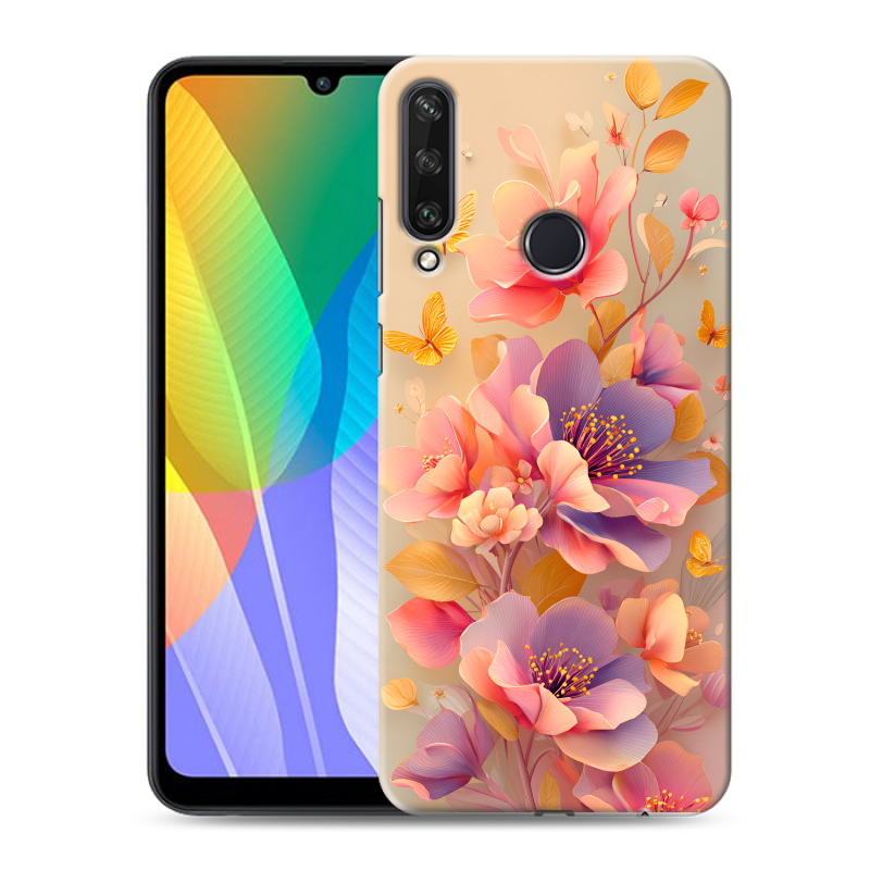 Силиконовый чехол на Huawei Y6p с принтом Цветы и бабочки Силиконовый чехол на Huawei Y6p с принтом Цветы и бабочки