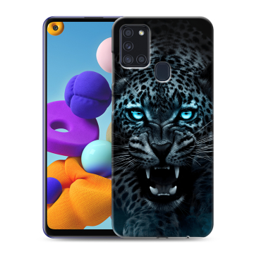 Силиконовый чехол на Samsung Galaxy A21s с принтом Темный леопард