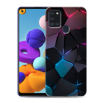 Силиконовый чехол на Samsung Galaxy A21s с принтом Геометрия неона
