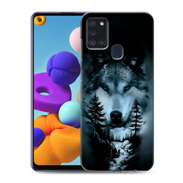 Силиконовый чехол на Samsung Galaxy A21s с принтом Лесной волк