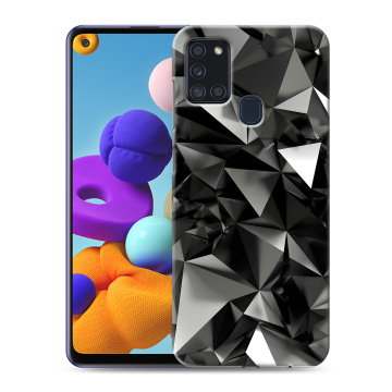 Силиконовый чехол на Samsung Galaxy A21s с принтом Черные кристаллы