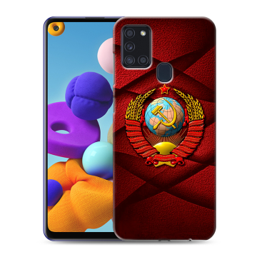 Силиконовый чехол на Samsung Galaxy A21s с принтом Герб СССР