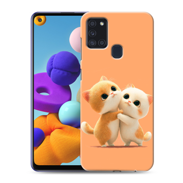 Силиконовый чехол на Samsung Galaxy A21s с принтом Милые котики