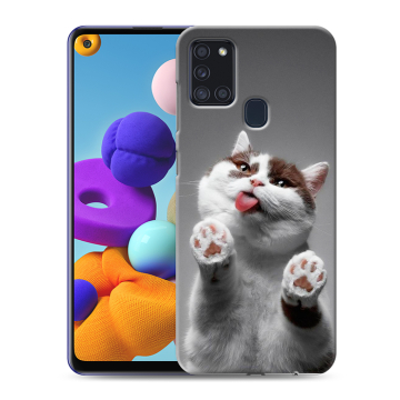 Силиконовый чехол на Samsung Galaxy A21s с принтом Коты
