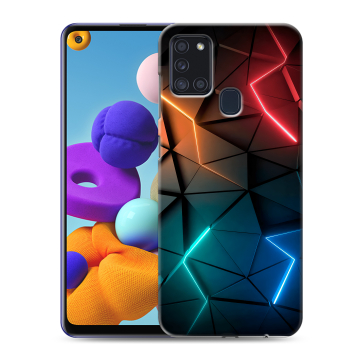 Силиконовый чехол на Samsung Galaxy A21s с принтом Абстракция неон