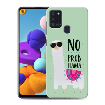 Силиконовый чехол на Samsung Galaxy A21s с принтом Лама