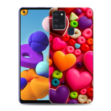 Силиконовый чехол на Samsung Galaxy A21s с принтом Сердечки Силиконовый чехол на Samsung Galaxy A21s с принтом Сердечки