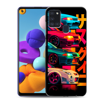 Силиконовый чехол на Samsung Galaxy A21s с принтом Гоночные машины
