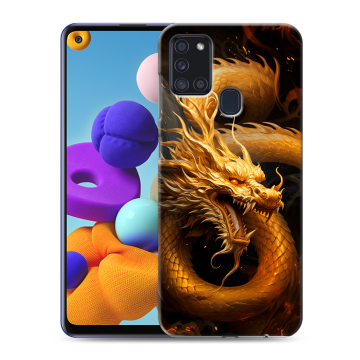Силиконовый чехол на Samsung Galaxy A21s с принтом Золотой дракон Силиконовый чехол на Samsung Galaxy A21s с принтом Золотой дракон