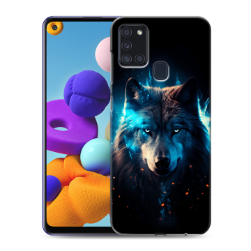 Силиконовый чехол на Samsung Galaxy A21s с принтом Волк ночной