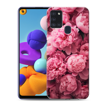 Силиконовый чехол на Samsung Galaxy A21s с принтом цветы пионы Силиконовый чехол на Samsung Galaxy A21s с принтом цветы пионы