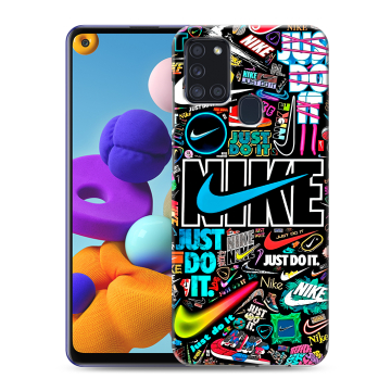 Силиконовый чехол на Samsung Galaxy A21s с принтом найк nike черный Силиконовый чехол на Samsung Galaxy A21s с принтом найк nike черный