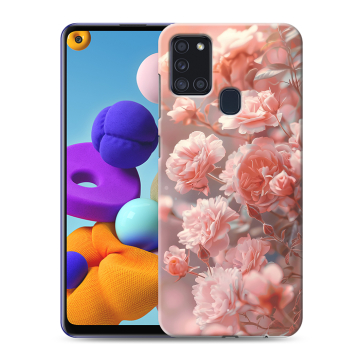 Силиконовый чехол на Samsung Galaxy A21s с принтом Розовые розы Силиконовый чехол на Samsung Galaxy A21s с принтом Розовые розы