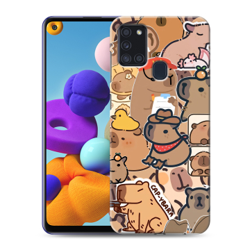 Силиконовый чехол на Samsung Galaxy A21s с принтом капибара Силиконовый чехол на Samsung Galaxy A21s с принтом капибара