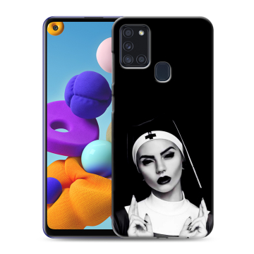 Силиконовый чехол на Samsung Galaxy A21s с принтом монашка Силиконовый чехол на Samsung Galaxy A21s с принтом монашка