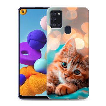 Силиконовый чехол на Samsung Galaxy A21s с принтом котик Силиконовый чехол на Samsung Galaxy A21s с принтом котик
