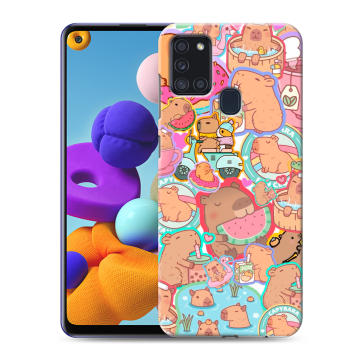 Силиконовый чехол на Samsung Galaxy A21s с принтом капибары Силиконовый чехол на Samsung Galaxy A21s с принтом капибары