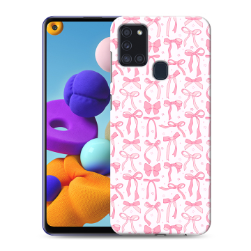 Силиконовый чехол на Samsung Galaxy A21s с принтом Розовые бантики Силиконовый чехол на Samsung Galaxy A21s с принтом Розовые бантики