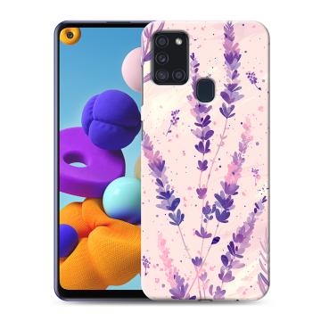Силиконовый чехол на Samsung Galaxy A21s с принтом цветы лаванда Силиконовый чехол на Samsung Galaxy A21s с принтом цветы лаванда