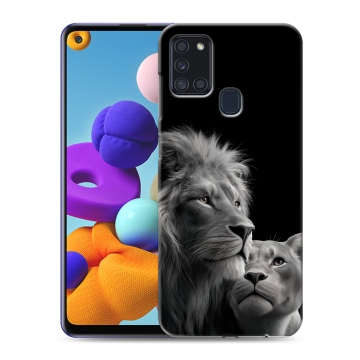 Силиконовый чехол на Samsung Galaxy A21s с принтом Лев кошки Силиконовый чехол на Samsung Galaxy A21s с принтом Лев кошки