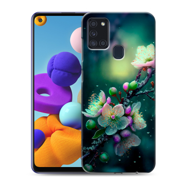 Силиконовый чехол на Samsung Galaxy A21s с принтом Цветы и мрамор Силиконовый чехол на Samsung Galaxy A21s с принтом Цветы и мрамор