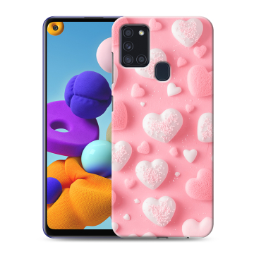 Силиконовый чехол на Samsung Galaxy A21s с принтом Сердечки