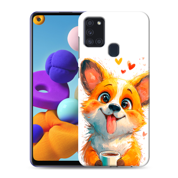 Силиконовый чехол на Samsung Galaxy A21s с принтом корги Силиконовый чехол на Samsung Galaxy A21s с принтом корги