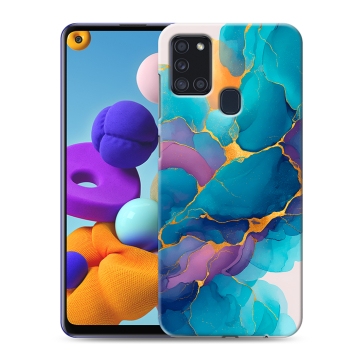 Силиконовый чехол на Samsung Galaxy A21s с принтом Мрамор блестки Силиконовый чехол на Samsung Galaxy A21s с принтом Мрамор блестки