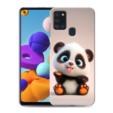 Силиконовый чехол на Samsung Galaxy A21s с принтом милая панда Силиконовый чехол на Samsung Galaxy A21s с принтом милая панда