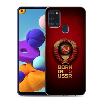 Силиконовый чехол на Samsung Galaxy A21s с принтом Флаг Герб СССР Силиконовый чехол на Samsung Galaxy A21s с принтом Флаг Герб СССР
