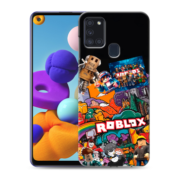 Силиконовый чехол на Samsung Galaxy A21s с принтом Roblox Роблокс
