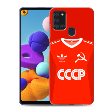 Силиконовый чехол на Samsung Galaxy A21s с принтом Флаг Герб СССР Силиконовый чехол на Samsung Galaxy A21s с принтом Флаг Герб СССР