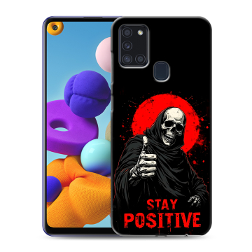Силиконовый чехол на Samsung Galaxy A21s с принтом смешной скелет Силиконовый чехол на Samsung Galaxy A21s с принтом смешной скелет
