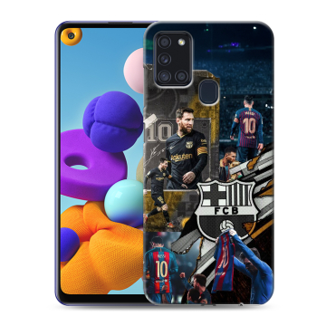 Силиконовый чехол на Samsung Galaxy A21s с принтом Messi Barcelona