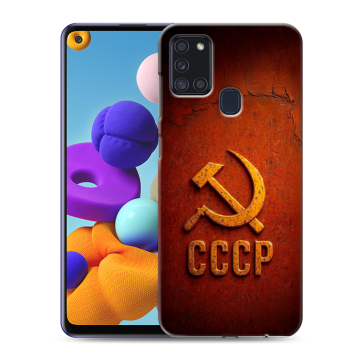 Силиконовый чехол на Samsung Galaxy A21s с принтом Флаг Герб СССР Силиконовый чехол на Samsung Galaxy A21s с принтом Флаг Герб СССР