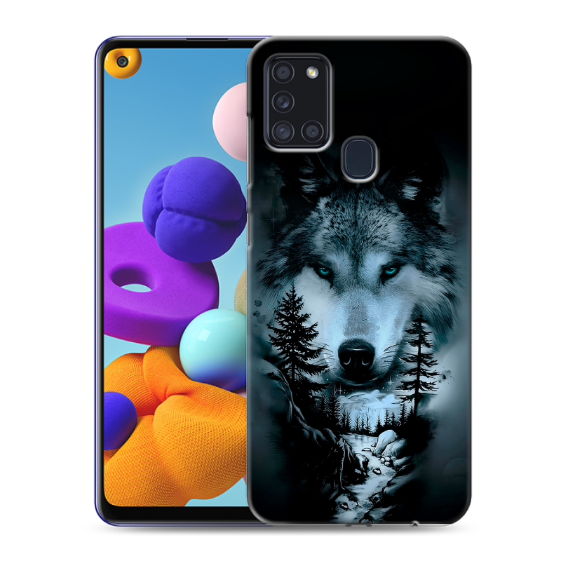 Пластиковый чехол на Samsung Galaxy A21s с принтом Лесной волк Пластиковый чехол на Samsung Galaxy A21s с принтом Лесной волк