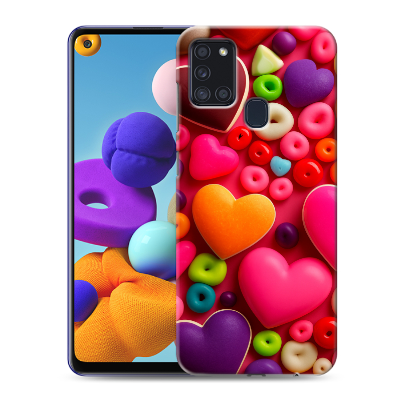Силиконовый чехол на Samsung Galaxy A21s с принтом Сердечки Силиконовый чехол на Samsung Galaxy A21s с принтом Сердечки